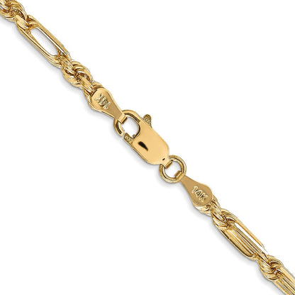 14K Gelbgold 3mm Diamantiert Milano Kordel mit Karabinerverschluss Halskette
