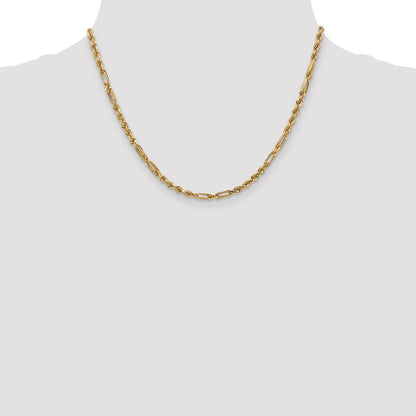 14K Gelbgold 3mm Diamantiert Milano Kordel mit Karabinerverschluss Halskette
