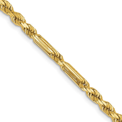 14K Gelbgold 3mm Diamantiert Milano Kordel mit Karabinerverschluss Halskette
