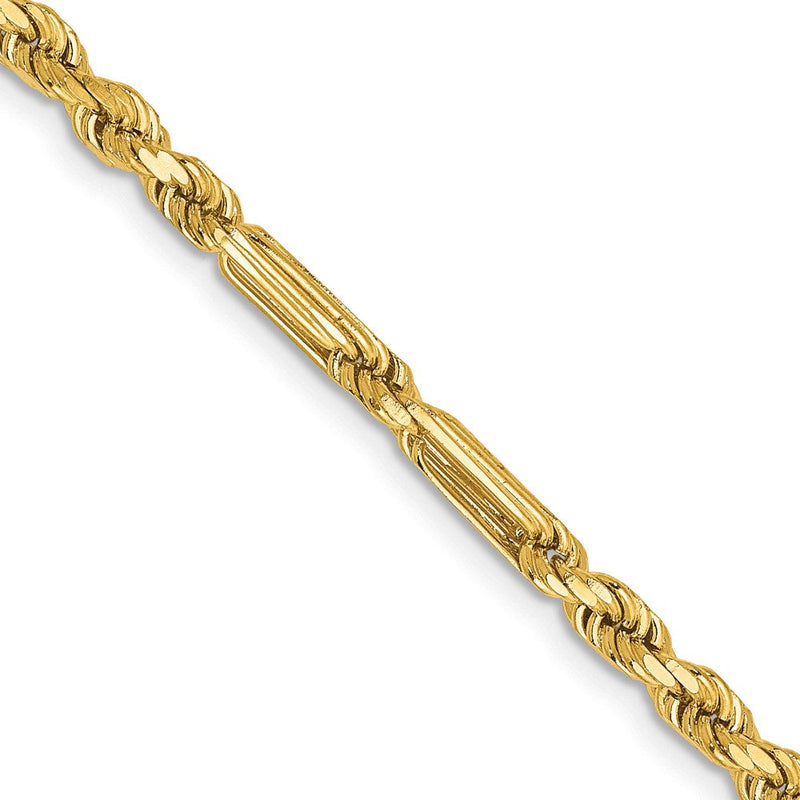 14K Gelbgold 3mm Diamantiert Milano Kordel mit Karabinerverschluss Halskette