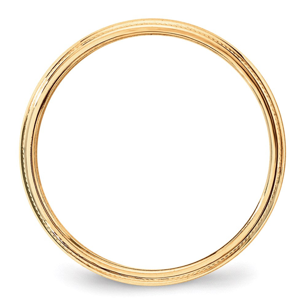 14K Gelbgold 3 mm leichter Ehering mit Milgrain, halbrund