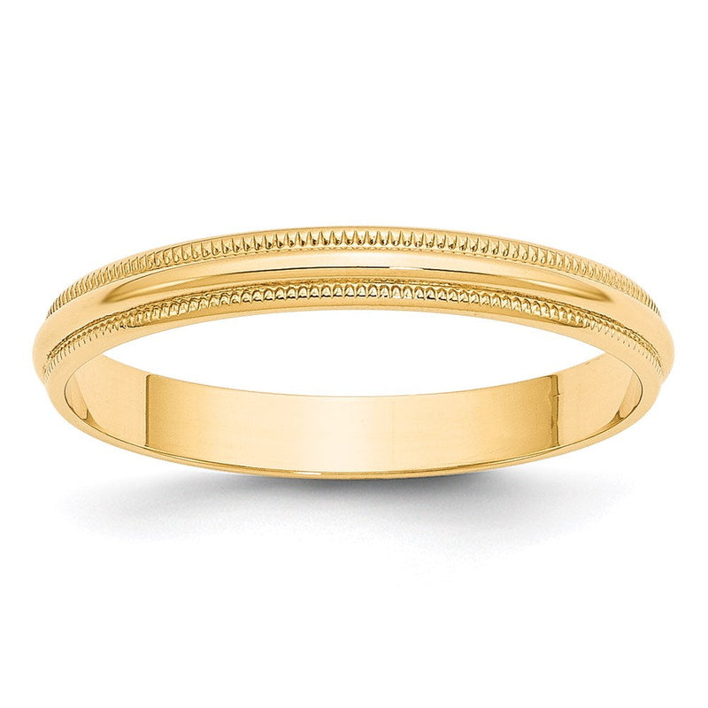 18K Gelbgold 3mm Leicht Milgrain Halb Rund Ehering Ring