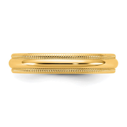 10K Gelbgold 10Ky 3,5 mm leichter Milgrain-Halbrund-Ring, Größe 8,5