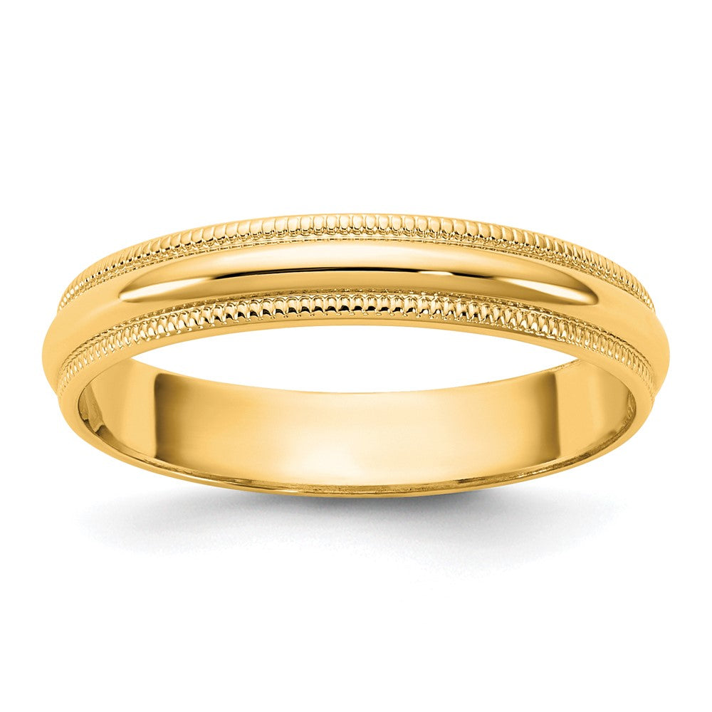 10K Gelbgold 3,5mm leichter Milgrain-Halbrund-Ring, Größe 5