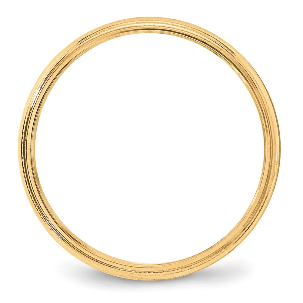 14K Gelbgold 4 mm leichter Ehering, halbrund mit Milgrain