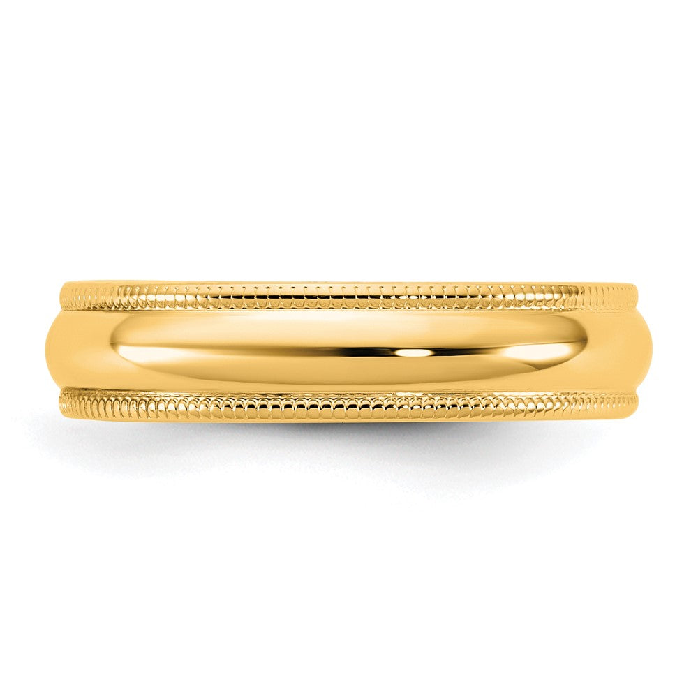 14K Gelbgold 4,5 mm LTW Milgrain Halbrund-Ehering