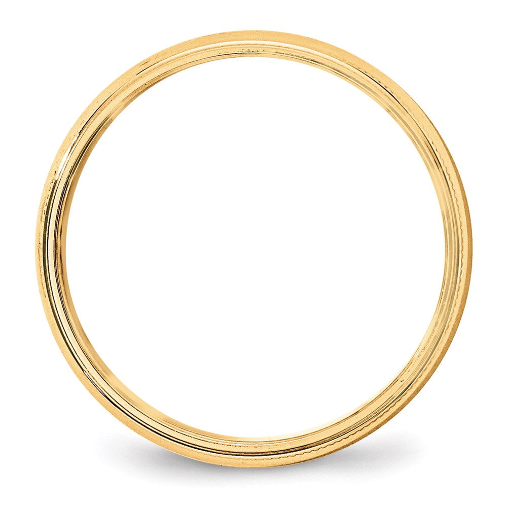 14K Gelbgold 5 mm leichter Ehering mit Milgrain, halbrund
