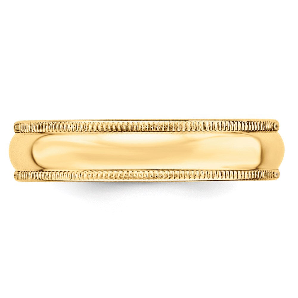 14K Gelbgold 5 mm leichter Ehering mit Milgrain, halbrund
