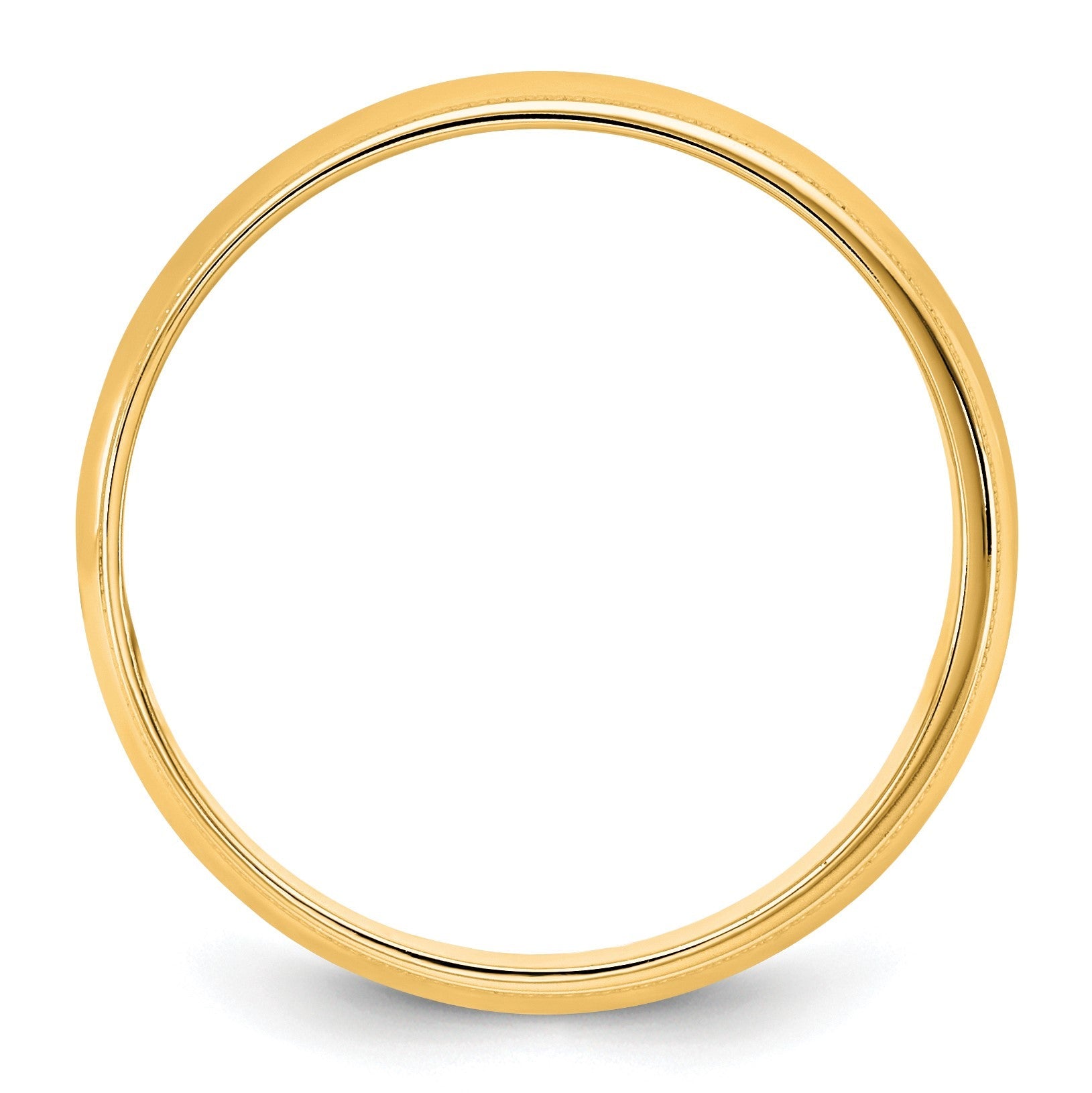 14K Gelbgold 5,5 mm leichter Ehering mit Milgrain, halbrund
