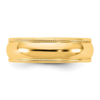 10K Gelbgold Ring, 5,5 mm, leicht, Milgrain, Halbrund, Größe 13,5