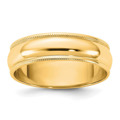 10K Gelbgold 10Ky 5,5 mm leichter Milgrain-Halbrundring, Größe 10