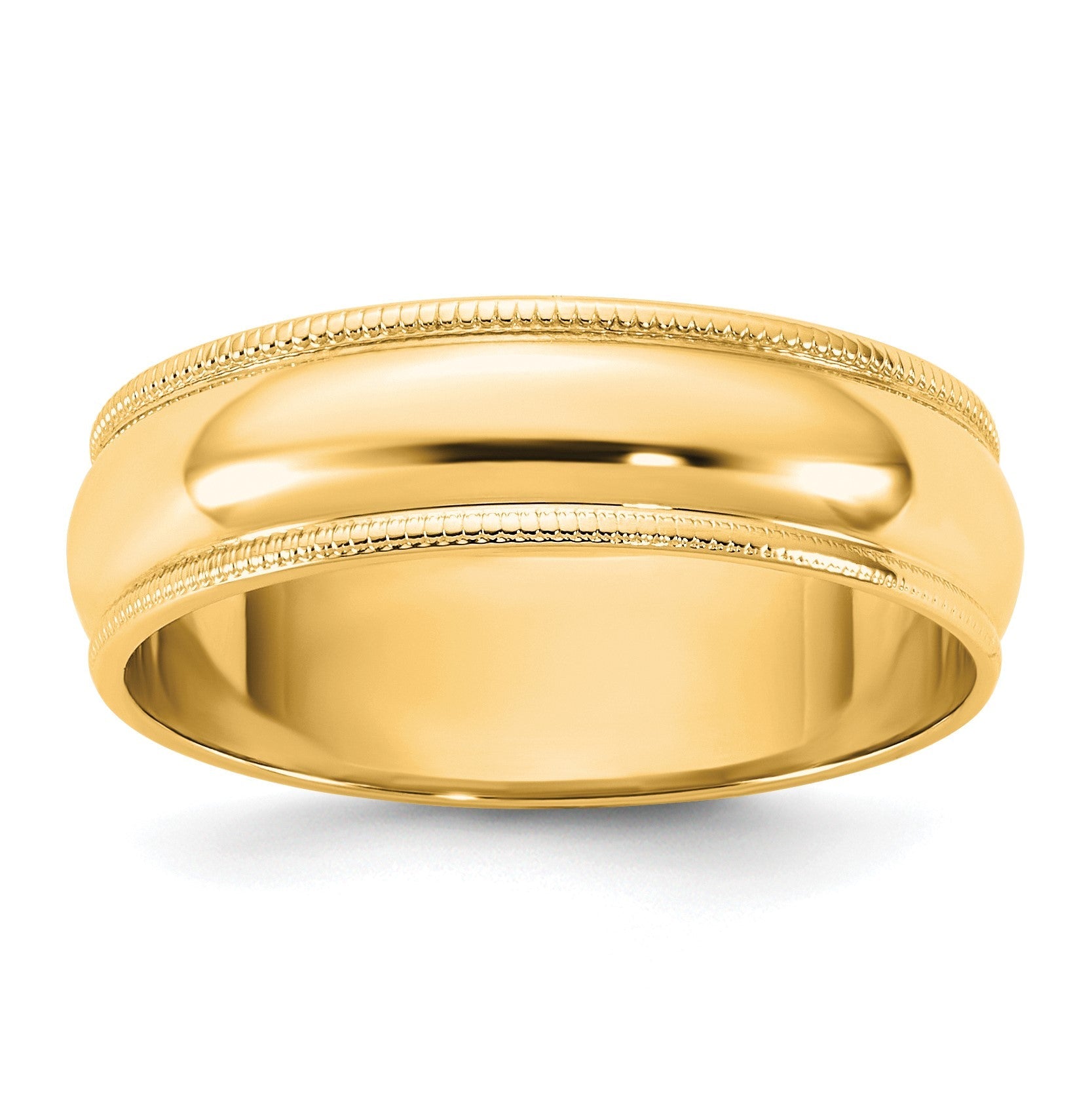 14K Gelbgold 5,5 mm leichter Ehering mit Milgrain, halbrund