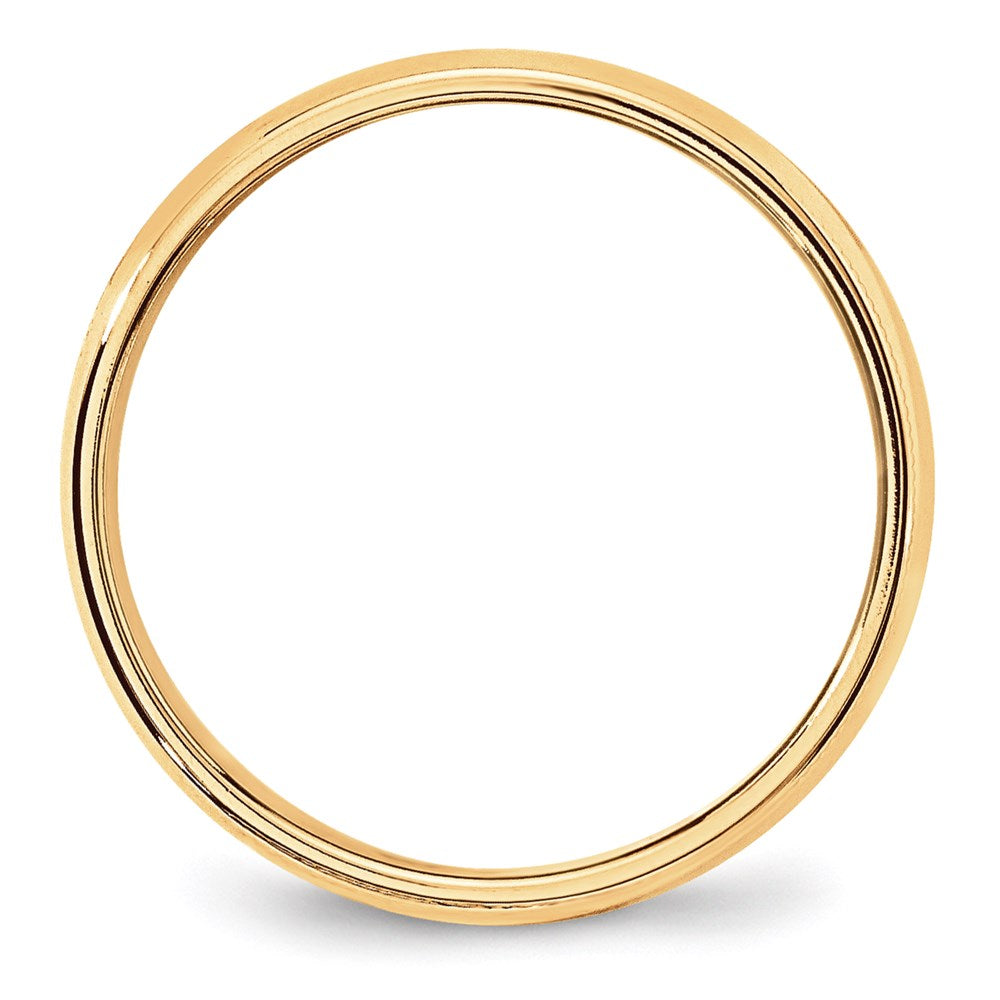 14K Gelbgold 6 mm leichter Ehering, halbrund mit Milgrain
