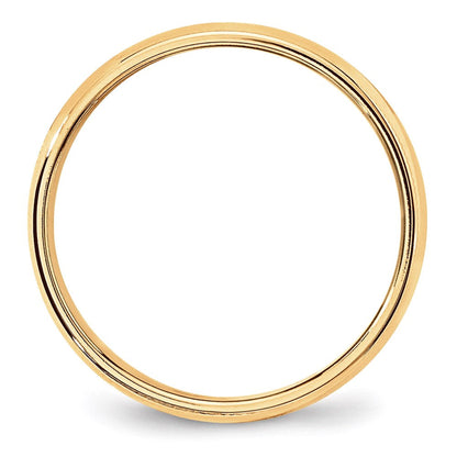 14K Gelbgold 6 mm leichter Ehering, halbrund mit Milgrain