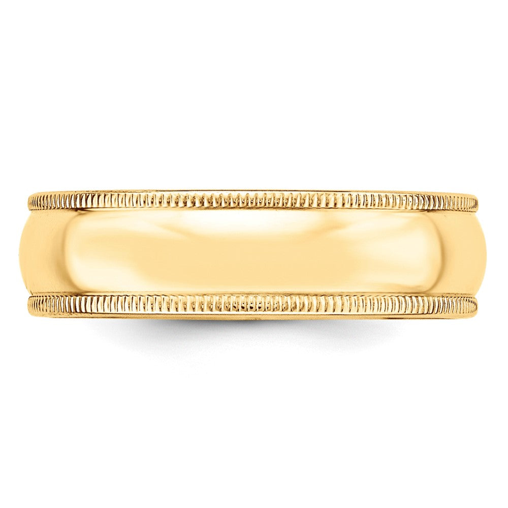 14K Gelbgold 6 mm leichter Ehering, halbrund mit Milgrain