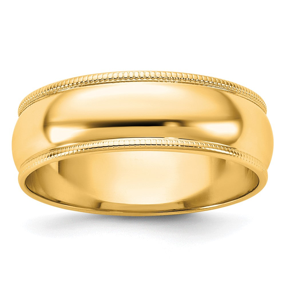 14K Gelbgold 6 mm leichter Ehering, halbrund mit Milgrain