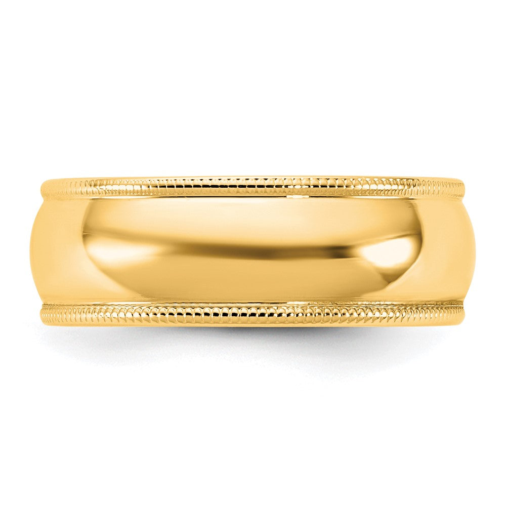 10K Gelbgold 10Ky 6,5mm leichtgewichtiger Milgrain Halbrund-Ring, Größe 10,5