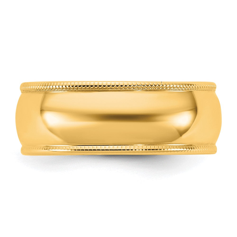 10K Gelbgold 7 mm leichter Milgrain-Halbrund-Ring, Größe 7,5