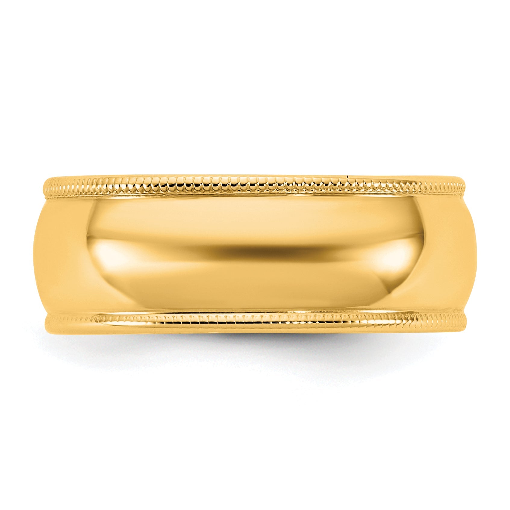 10K Gelbgold 7mm leichter Halbrund-Ehering mit Milgrain-Kante, Größe 5,5