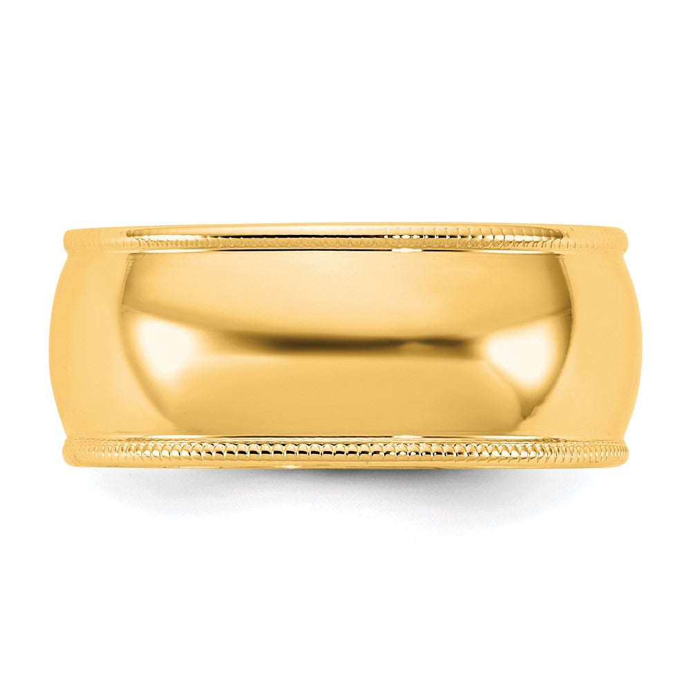 10K Gelbgold 10Ky 8 mm leichter Halbrund-Ring mit Milgrain-Kante, Größe 5,5