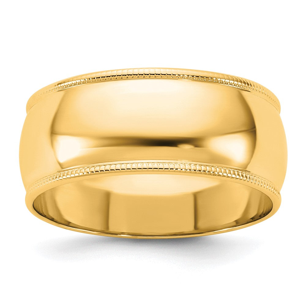 10K Gelbgold 10Ky 8mm Leichter Milgrain Halbrund-Ring, Größe 9