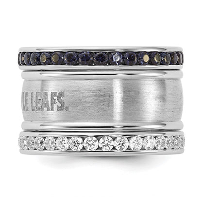 Edelstahl Nhl Toronto Maple Leafs Blau & Klar Kristall Dreifach Ring Set (size 9 Nur)