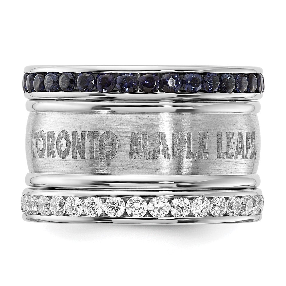 Edelstahl Nhl Toronto Maple Leafs Blau & Klar Kristall Dreifach Ring Set (size 9 Nur)
