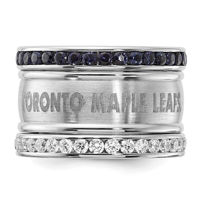 Edelstahl Nhl Toronto Maple Leafs Blau & Klar Kristall Dreifach Ring Set (size 9 Nur)