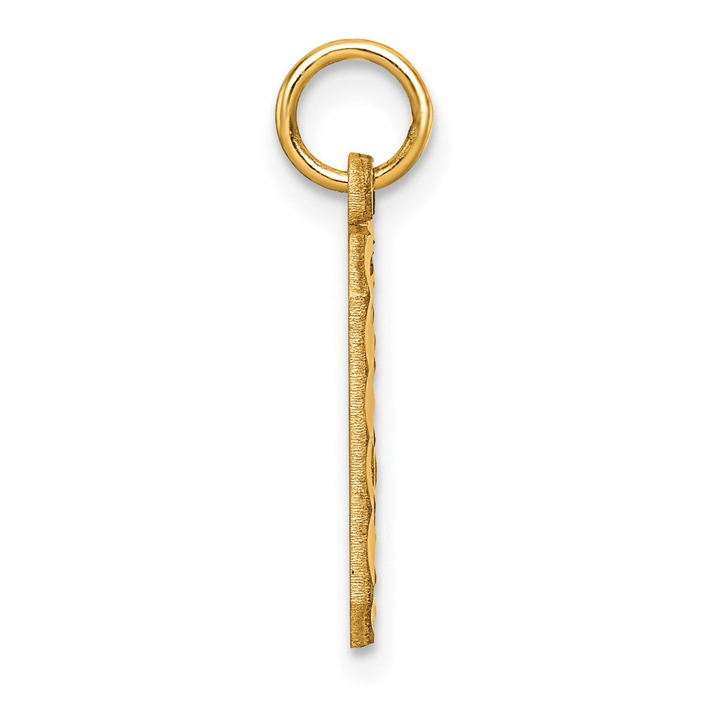 14K Gelbgold 14K Mittel Diamantiert Zahl 0 Charm