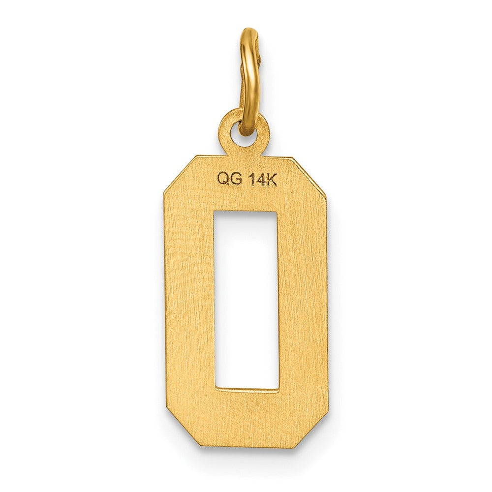 14K Gelbgold 14K Mittel Diamantiert Zahl 0 Charm