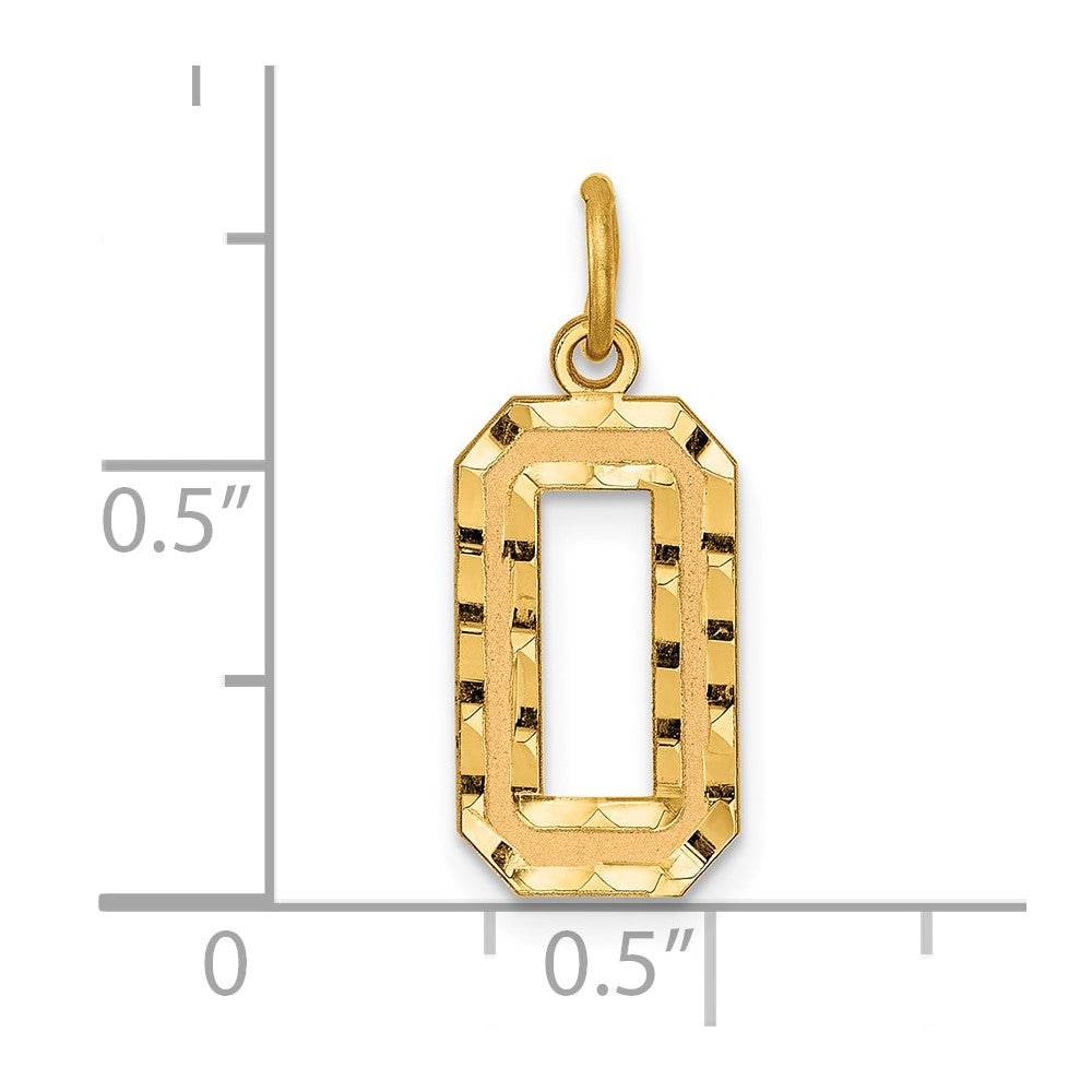 14K Gelbgold 14K Mittel Diamantiert Zahl 0 Charm