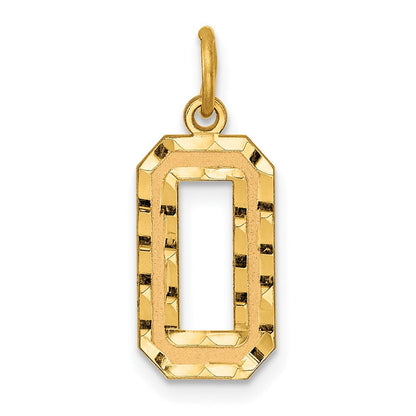 14K Gelbgold 14K Mittel Diamantiert Zahl 0 Charm