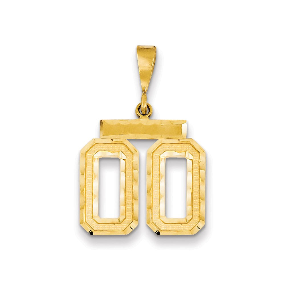 585 Gelbgold Diamantgeschliffener Zahlen-Charm „00“, Mittelgroß