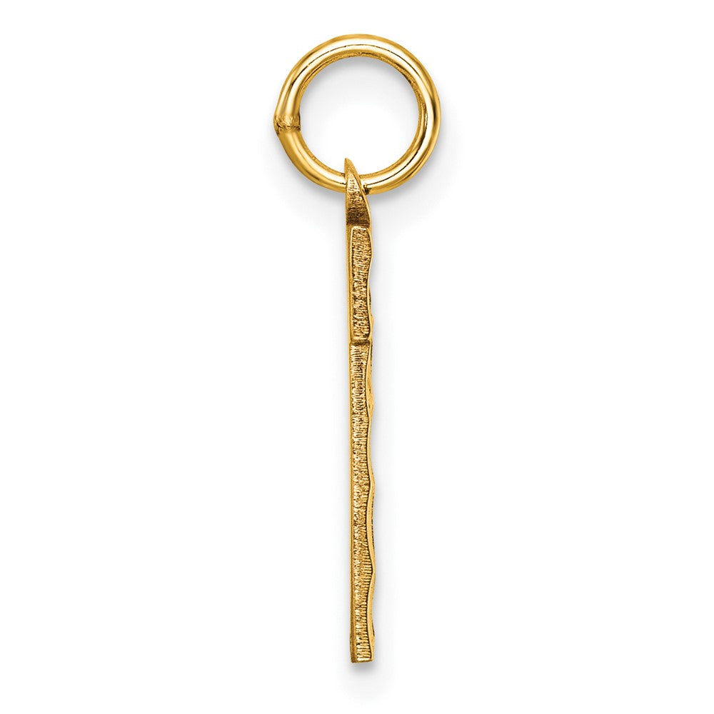 14K Gelbgold Mittel Diamantiert Zahl 1 Charm