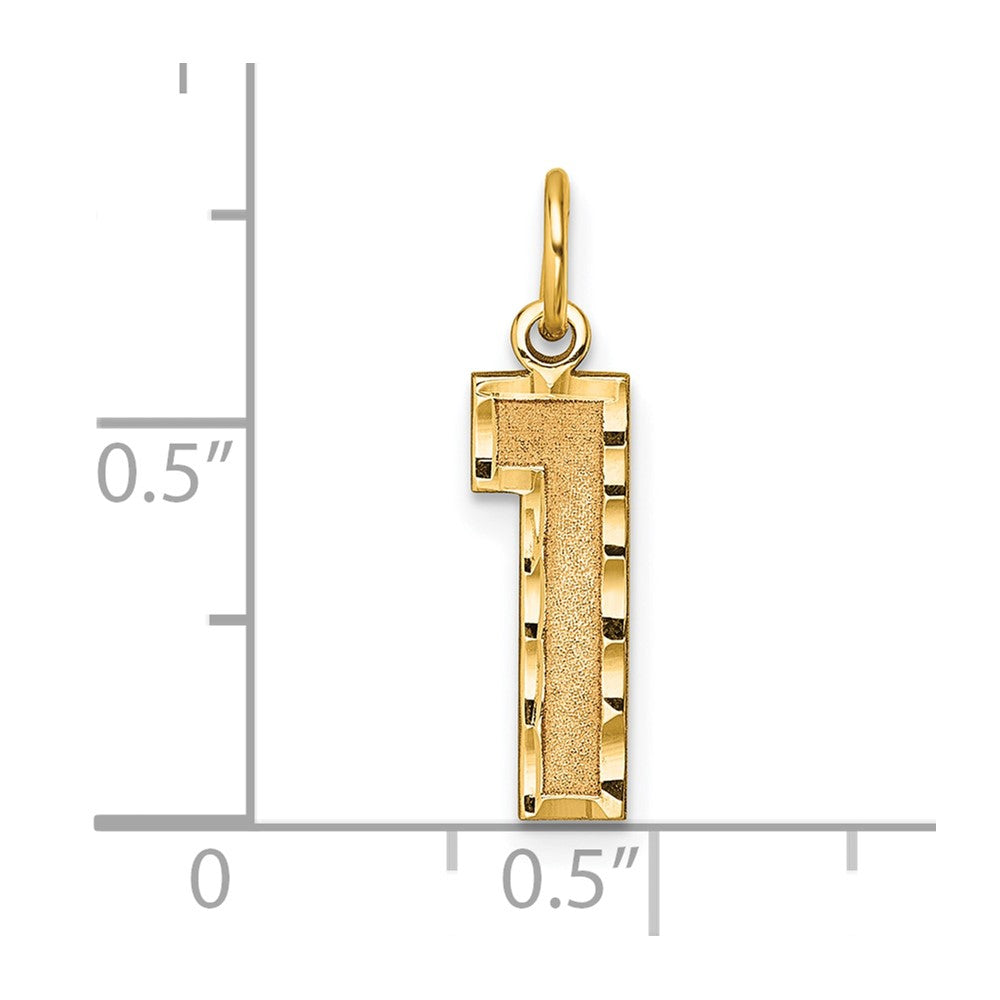 14K Gelbgold Mittel Diamantiert Zahl 1 Charm