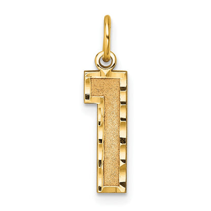 14K Gelbgold Mittel Diamantiert Zahl 1 Charm