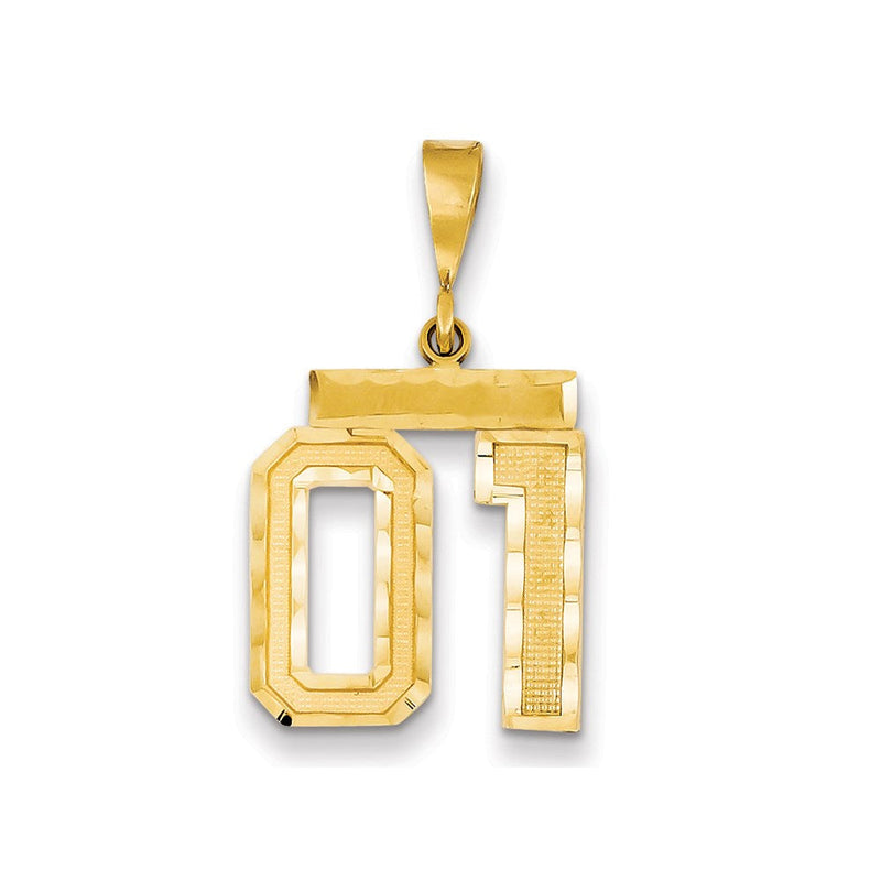 14K Gelbgold Medium Diamant-geschliffener Zahl-01-Oben-Charm