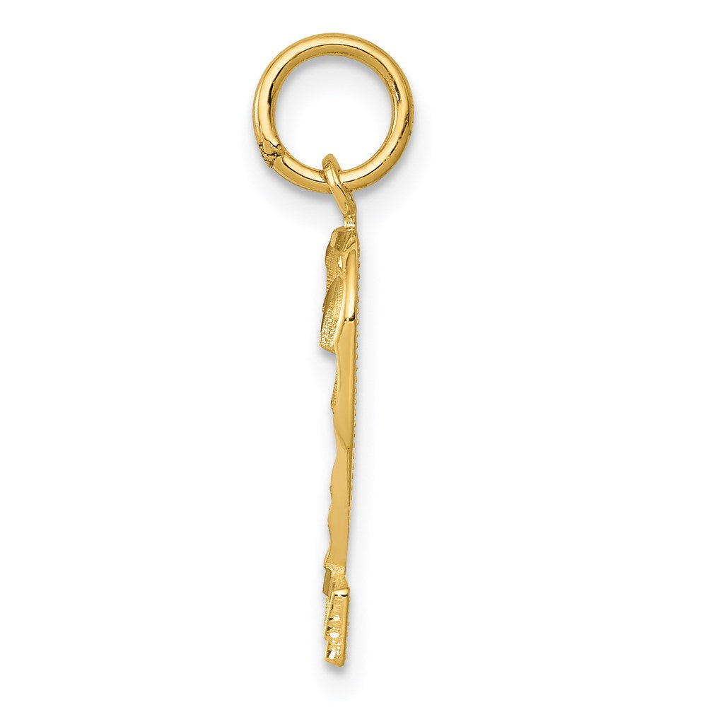 14K Gelbgold Mittel Diamantiert Zahl 2 Charm