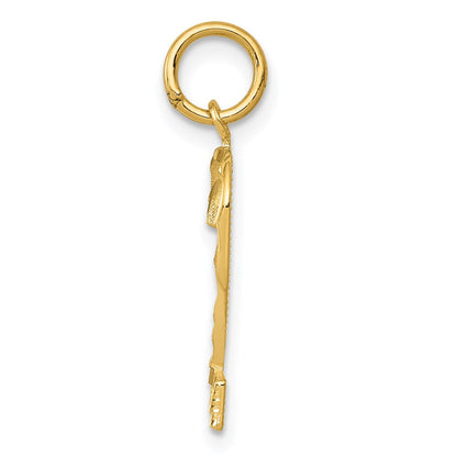 14K Gelbgold Mittel Diamantiert Zahl 2 Charm