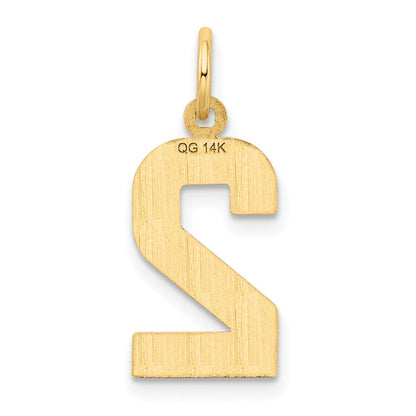14K Gelbgold Mittel Diamantiert Zahl 2 Charm