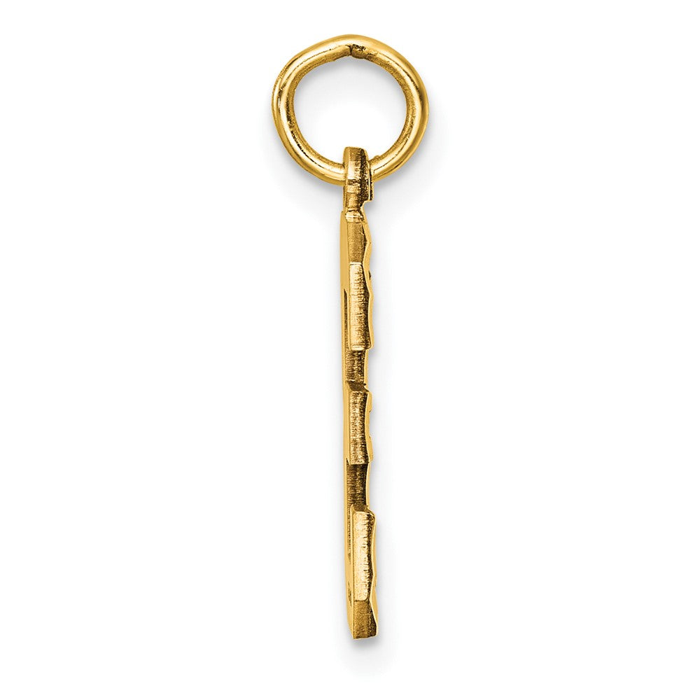 14K Gelbgold Mittel Diamantiert Zahl 3 Charm