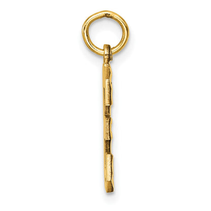 14K Gelbgold Mittel Diamantiert Zahl 3 Charm