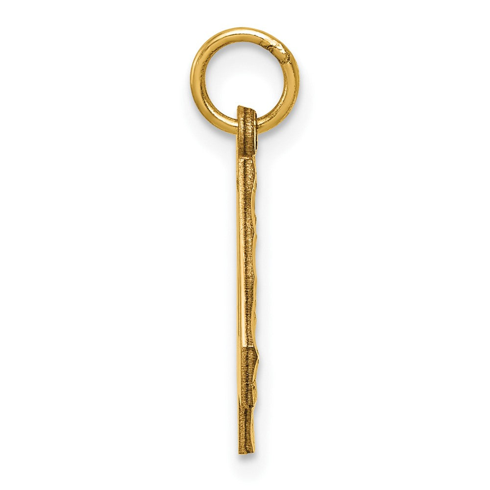 14K Gelbgold Mittel Diamantiert Zahl 4 Charm