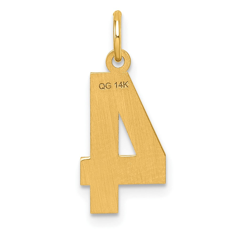 14K Gelbgold Mittel Diamantiert Zahl 4 Charm
