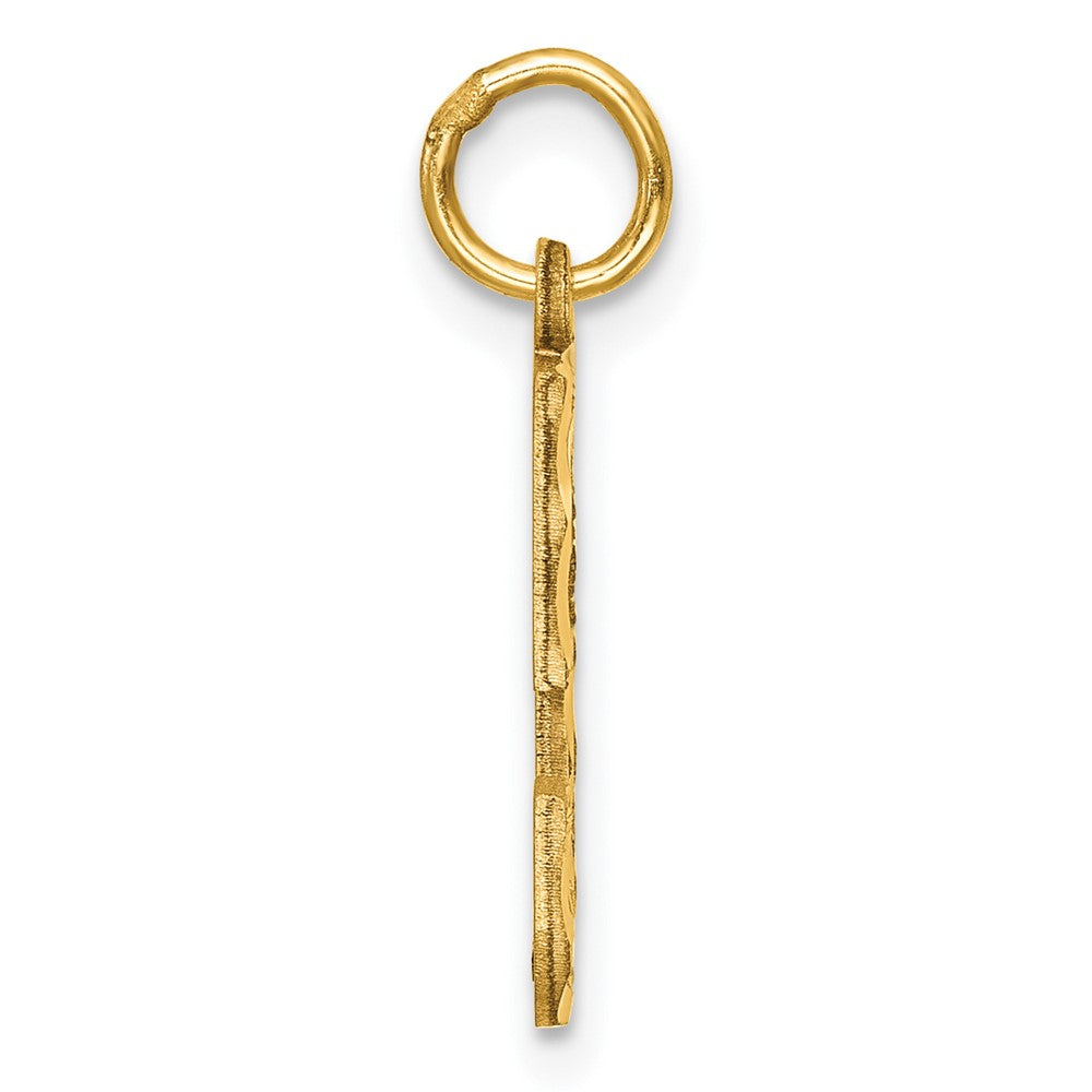 14K Gelbgold Mittel Diamantiert Zahl 5 Charm