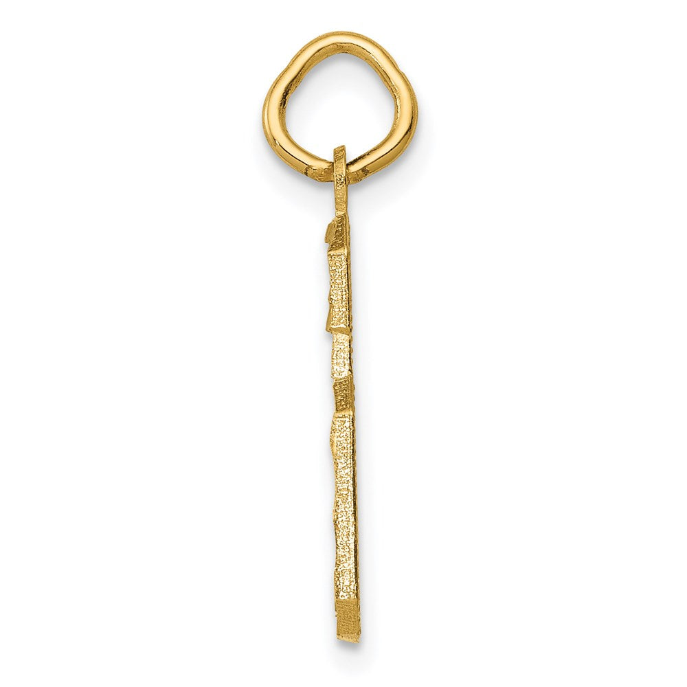 14K Gelbgold Mittel Diamantiert Zahl 6 Charm