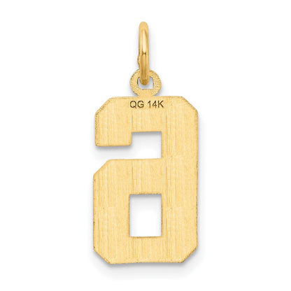 14K Gelbgold Mittel Diamantiert Zahl 6 Charm