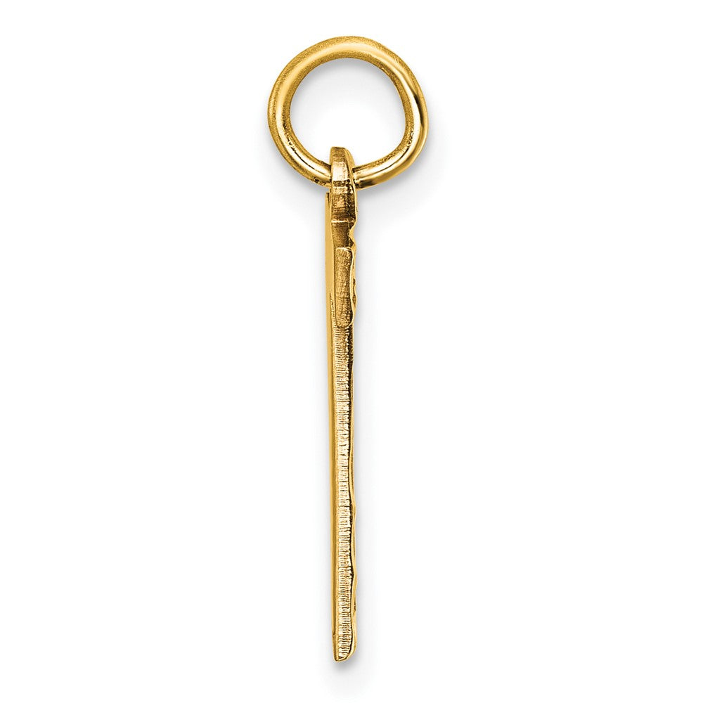 14K Gelbgold Mittel Diamantiert Zahl 7 Charm