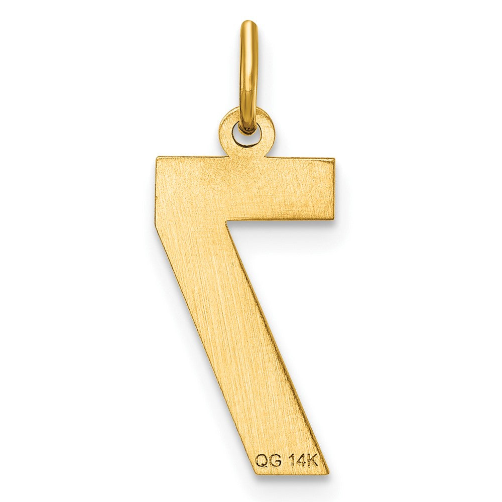 14K Gelbgold Mittel Diamantiert Zahl 7 Charm