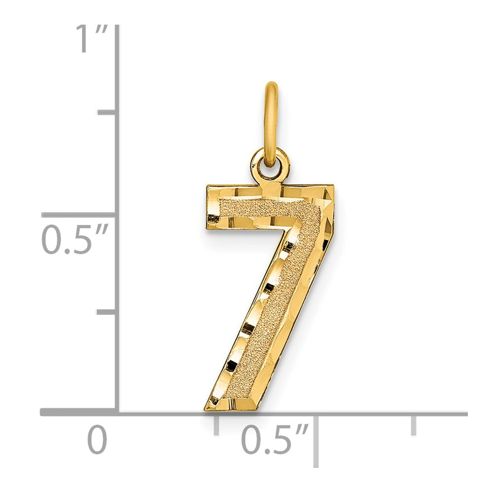 14K Gelbgold Mittel Diamantiert Zahl 7 Charm